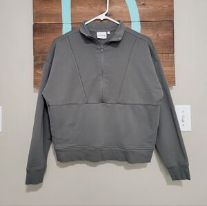 Richer Poorer Gray Terry Half Zip Mock Neck Pullover Athleisure Sweatshirt Small